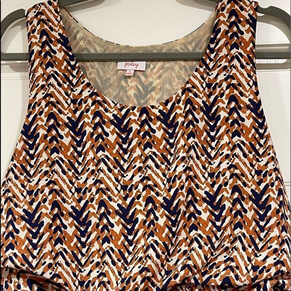 EUC Stitch Fix Pixley Copper & Navy Abstract Chevron Dress Med - Picture 2 of 3